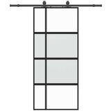  Klizna vrata s priborom crna 90 x 205 cm kaljeno staklo | shoptok.hr