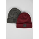 Urban Classics Logopatch Beanie Kids 2-Pack Coal+Burgundy | Shoptok.si