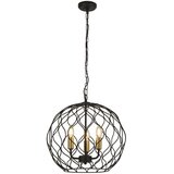 Searchlight Finesse Stropna svetilka s 3 okroglimi lučmi v obliki kletke - črna z zlatimi okovi, (22100722) | Shoptok.si
