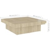 vidaXL stolić za kavu boja hrasta sonome 90 x 90 x 28 cm od iverice | shoptok.hr