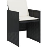 vidaXL set od 5 komada za objedovanje u vrtu s jastučićima crni poli ratan, vrtni stol crni 80x80x73 cm kaljeno staklo | shoptok.hr