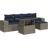  6-dijelni set vrtnih sofa poliratan i bagrem s jastucima sivi | shoptok.hr