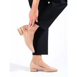 VINCEZA Suede women's low-heeled ballerinas beige