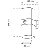 Greentech zidna rasvjeta led 20W 1600lm 3000K crna senzor | shoptok.hr