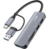 LINQ USB C in vozlišče USB z USB 3.0 + 2x USB 2.0 Bralnik kartic SD in TF, Črna, (5000063518) | Shoptok.si