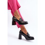 VINCEZA Black Patent Leather Pumps on Chunky Heel Terimene | Shoptok.si