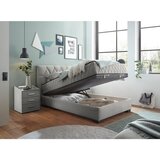 MID.YOU POSTELJA Z VZMETNICO 120 cm x 200 cm , tekstil, leseni material svetlo siva | Shoptok.si