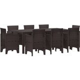  9-delna vrtna jedilna garnitura Rjava Poly Rattan, (22089808) | Shoptok.si