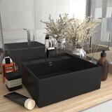 vidaXL Razkošen umivalnik kvadraten mat črn 41x41 cm keramika Cene