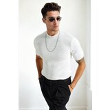 Dewberry 33307 Mens Crew Neck Short Sleeve Thin Knit Sweater-WHITE | shoptok.hr