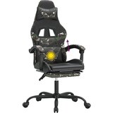  Okretna igraća stolica s osloncem crno-maskirna od umjetne kože | shoptok.hr