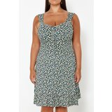 Trendyol Curve Multicolored Floral Patterned Buttoned Knitted Dress | shoptok.hr
