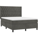 Krevet box spring s madracem LED tamnosivi 140x190 cm baršun | Eponuda.com