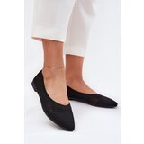 Boto Black Eco-Suede Ballerina Flats with Buckle Anlofi | Shoptok.si