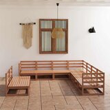  9-dijelna vrtna garnitura od masivne borovine boja meda Slike