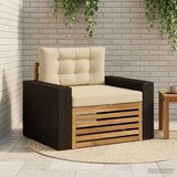  Srednja sofa za van Čvrsto drvo akacije Prirodna - Prirodno i bež Metalni okvir s crnim rattanom | shoptok.hr