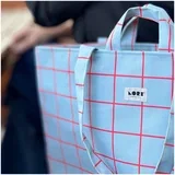 Nakupovalne torbe Tote Bag Windowpane - Light Blue/Red Modra
