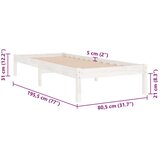 vidaXL posteljni okvir bel iz trdne borovine 75x190 cm UK Small Single | Shoptok.si