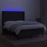  Krevet box spring s madracem LED crni 140x200 cm od tkanine | shoptok.hr
