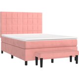  s oprugama i madracem ružičasti 140x190 cm baršunasti | shoptok.hr