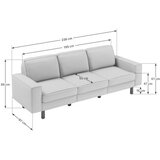 Atelier Del Sofa Trosed Sparrow Extra 3, 238x89x87 cm, Svijetlosiva | Eponuda.ba
