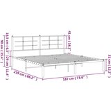 vidaXL Metalni okvir za krevet s uzglavljem bijeli 183x213 cm | shoptok.hr