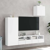  4-dijelni zidni TV elementi bijeli od konstruiranog drva | shoptok.hr