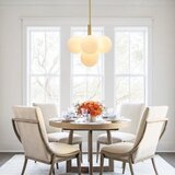 Toolight Zlatni viseći luster sa bijelim kuglastim sjenilima APP1574-5CP | shoptok.hr