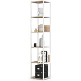 AKORD Regal V Loft Slogu Iz Kovine, Bela/Hrast Sonoma, (5000332513) | Shoptok.si