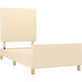  Posteljni okvir z vzglavjem krem 100x200 cm blago, (20904412) | Shoptok.si