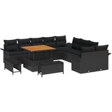 vidaXL 13-delni vrtnisofni set z blazinami Črni Poli ratan akacija, 2-sedežna vrtna sofa z shrambo in blazinami Črni Poli ratan, 3-delni vrtni jedilni set z blazinami Črni Poli ratan akacija Cene