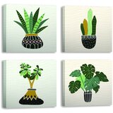Wallity Slike v kompletu 4 ks 30x30 cm Plants – Wallity Cene
