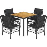  5-dijelni vrtni blagovaonski set s jastucima od poliratana crni | shoptok.hr
