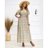 Resti Blue and yellow women's floral midi dress - Shoes | Shoptok.si