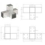  Spojnici za stupove u X-obliku 4 kom pocinčani metal 81 x 81 mm | shoptok.hr