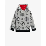 Koton Christmas Theme with Snowflake Print Hoodie Sweatshirt