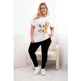 Kesi Włoski Women's cotton Plus Size blouse with print and sequins white + orange | shoptok.hr