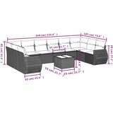  10-dijelni set vrtnih sofa s jastucima crni od poliratana | shoptok.hr