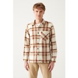 Avva Men's Ecru Oversize Lumberjack Shirt with Pocket cene