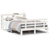 vidaXL Posteljni okvir z vzglavjem bel 120x200 cm trdna borovina, (21303885) | Shoptok.si