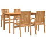  5-dijelni vrtni blagovaonski set od masivne tikovine Smeđa Dužina stola 140 cm | shoptok.hr