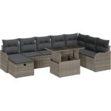 vidaXL 9-delni vrtni set za sedenje z blazinami siva poli ratan | Shoptok.si