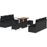  9-komadni Vrtni Sofa Set s Jastucima Crni Poli Ratan Akacija | shoptok.hr