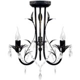  Luster s kristalnim perlama Art Noveau metalni crni 3X E14 svjetiljke | shoptok.hr