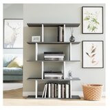 Hanah home Harmon Bijela antracit polica za knjige 90x25x127.4cm, Sivo bijela | Eponuda.ba