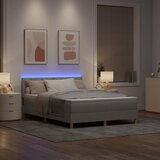  LED Box Spring Krevet Sivo-smeđa 140 x 190 cm tkanina | shoptok.hr