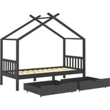  Otroški posteljni okvir s predali temno siva borovina 90x200 cm, (20650856) | Shoptok.si