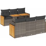 Maison Chic Seti vrtnega pohištva - Vrtna garnitura - Vrtni pohištvo set z blazinami 7-delna siv ratan/akacija, (21796108) | Shoptok.si