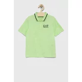 Ea7 Emporio Armani Pamučna polo majica boja: zelena, jednobojni model