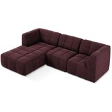Makamii Bordo rdeča žametna kotna sedežna garnitura (levi kot/z ležalnikom) Aloha – | Shoptok.si